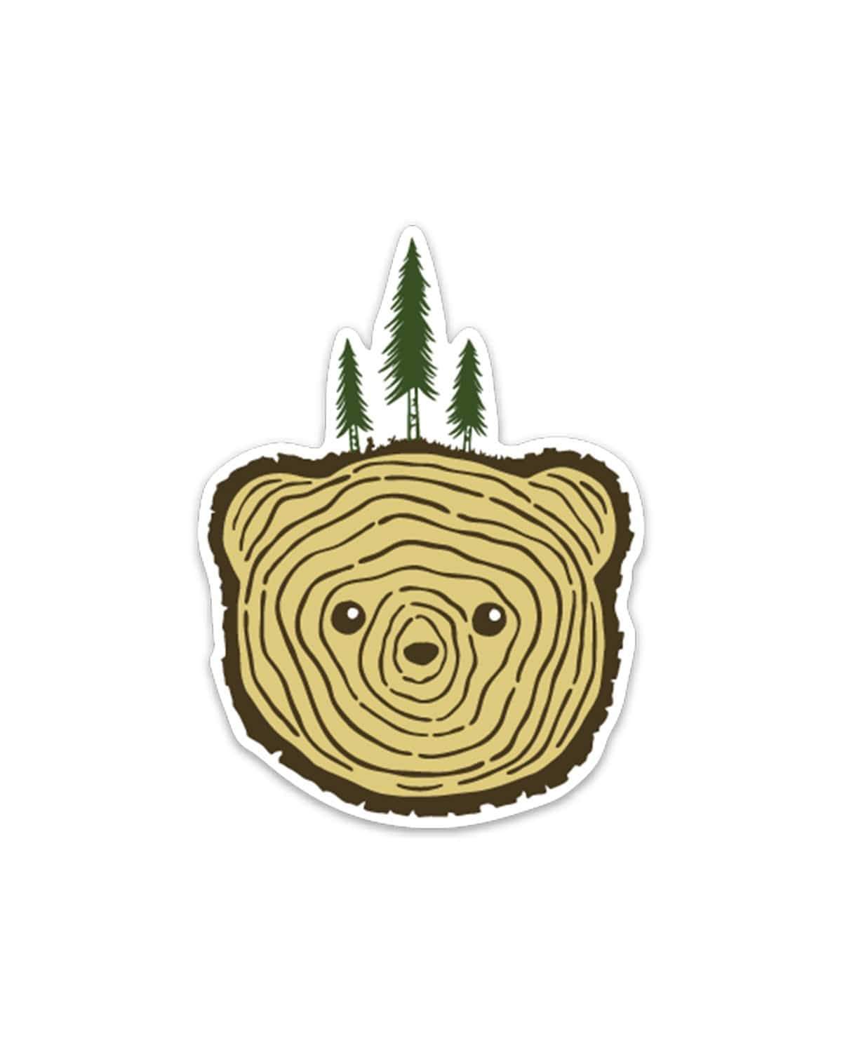 Bear Tree Sticker - Vinyl Decal with Bear and Pine Tree Design