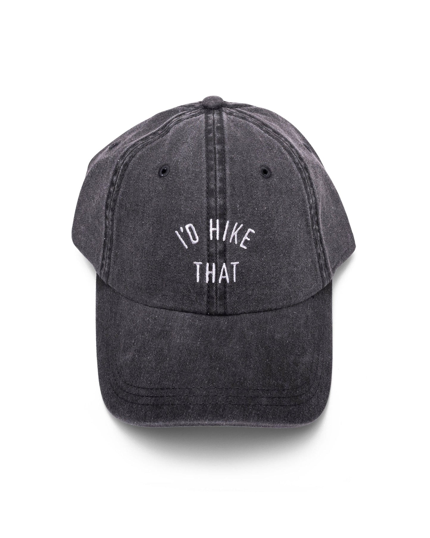 I'd Hike That Dad Hat in Faded Black - Cotton Twill Dad Hat