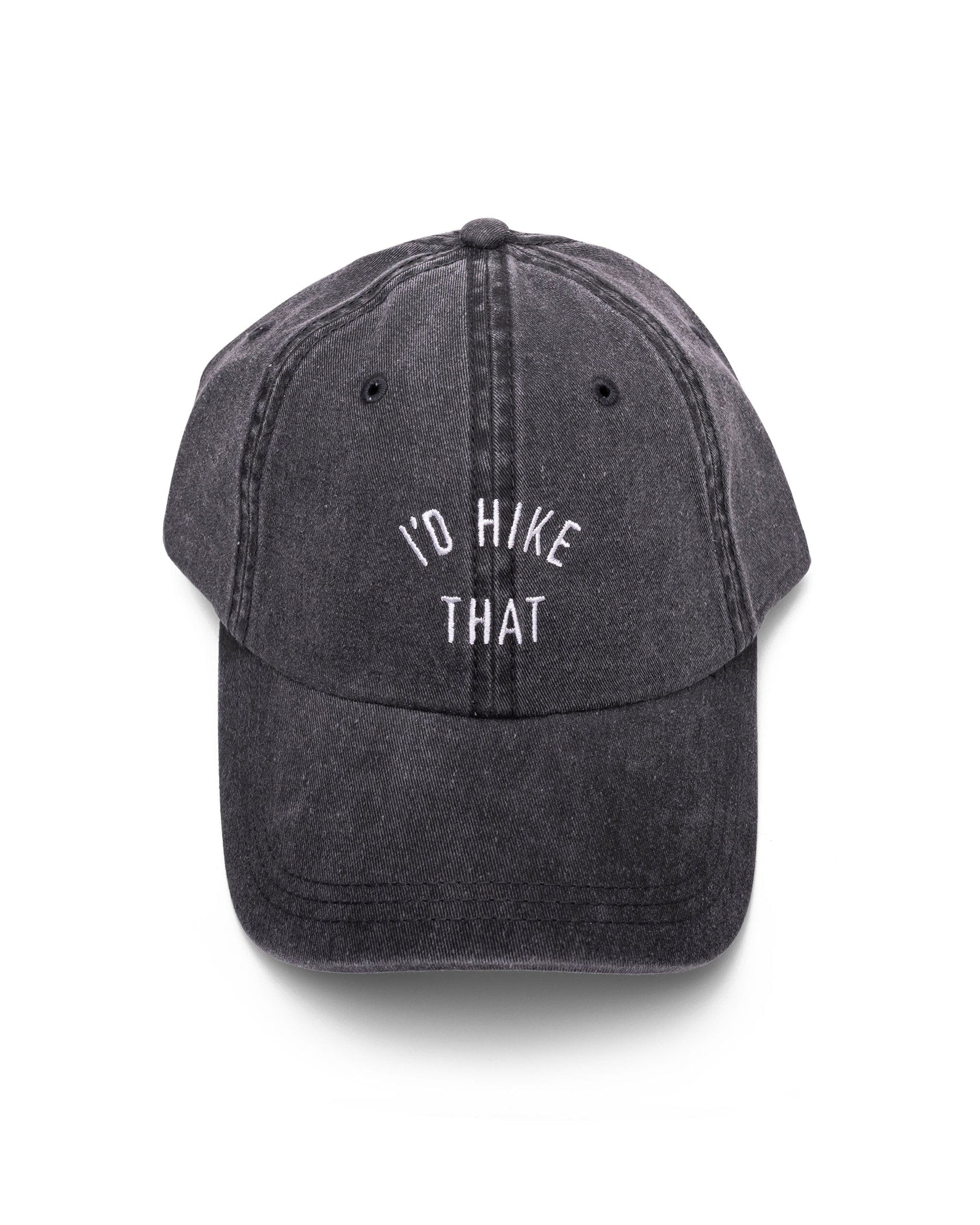 I'd Hike That Dad Hat in Faded Black - Cotton Twill Dad Hat