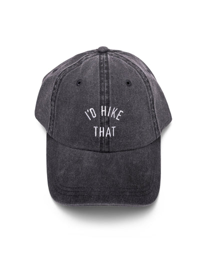 I'd Hike That Dad Hat in Faded Black - Cotton Twill Dad Hat