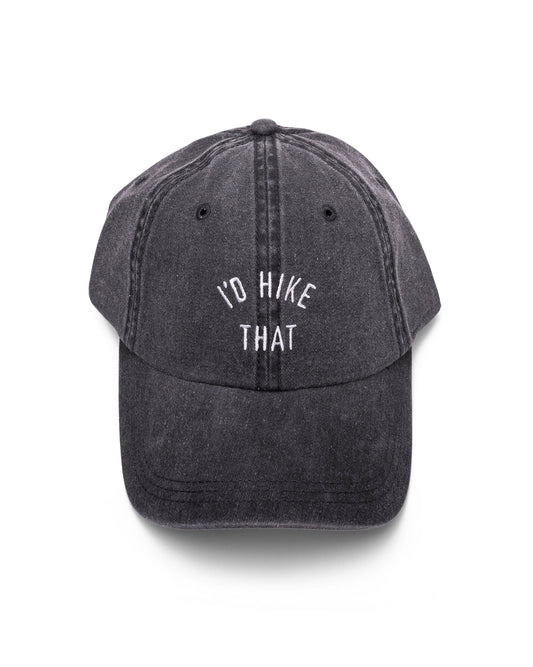 I'd Hike That Dad Hat in Faded Black - Cotton Twill Dad Hat